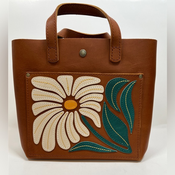 Like New! Portland Leather Wildflower Honey Mini Crossbody Tote - Picture 2 of 12
